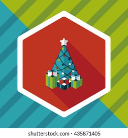 Christmas tree flat icon with long shadow eps10