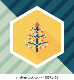 Christmas tree flat icon with long shadow,eps10