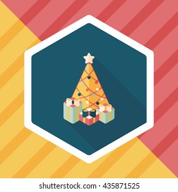 Christmas tree flat icon with long shadow eps10