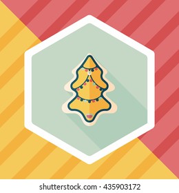 Christmas tree flat icon with long shadow eps10