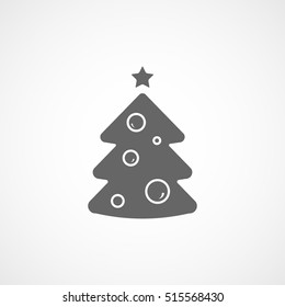 Christmas Tree Flat Icon On White Background
