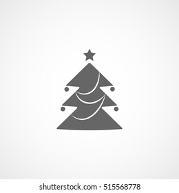 Christmas Tree Flat Icon On White Background