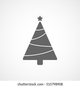 Christmas Tree Flat Icon On White Background