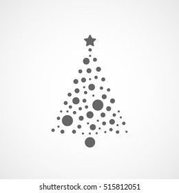 Christmas Tree Flat Icon On White Background