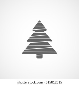 Christmas Tree Flat Icon On White Background