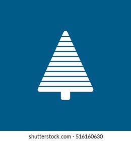 Christmas Tree Flat Icon On Blue Background