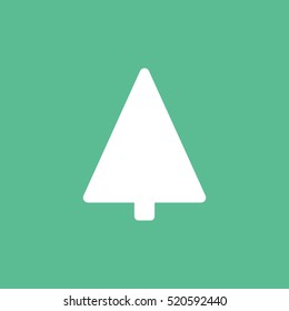 Christmas Tree Flat Icon On Green Background