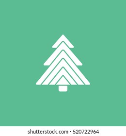 Christmas Tree Flat Icon On Green Background