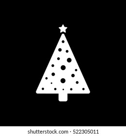 Christmas Tree Flat Icon On Black Background