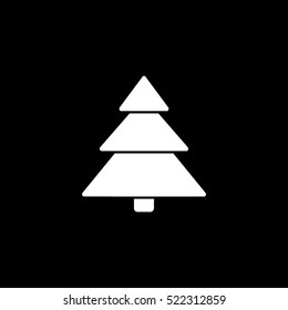 Christmas Tree Flat Icon On Black Background