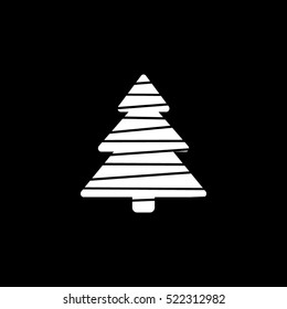 Christmas Tree Flat Icon On Black Background