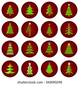 christmas tree flat icon set vector illustration design on white background. for web and mobile application
