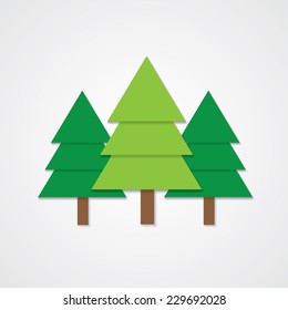 Christmas tree flat icons with shadow. Vector illustration eps10.