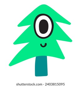 Christmas tree. Flat isolated illustration on white background. Children art. Simple vector design.