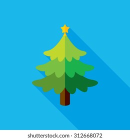 Christmas Tree Flat Long ShadowIcon