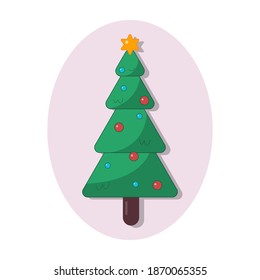 Christmas tree flat simple icon