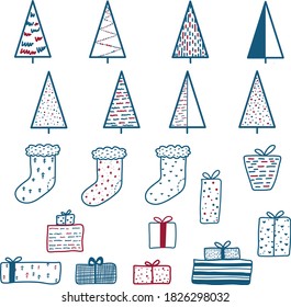 Christmas tree flat and simple vector set