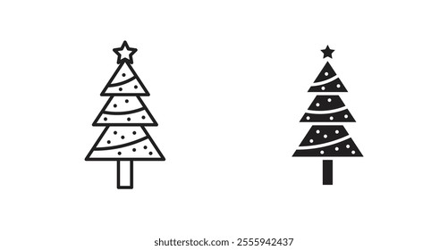 Christmas tree flat simple vector symbols illustration.