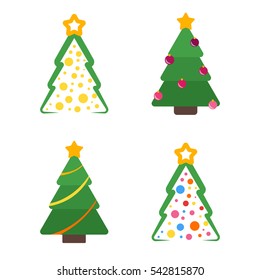 Christmas tree flat with star ball and garland set