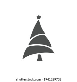 Christmas tree. Flat style. Grey background. Symbol for web design and mobile. Vector illustration.