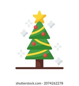 Christmas tree flat style icon. vector illustration for graphic design, website, app. EPS 10