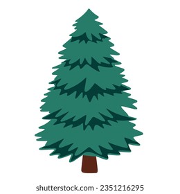 Christmas tree in flat style isolated on white background. Pine tree, Fir tree vector illustration.