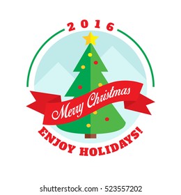 Christmas tree flat style logo