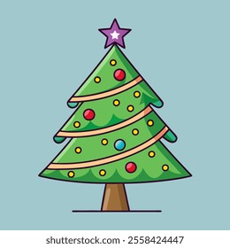 Christmas Tree Flat Style, vector illustration