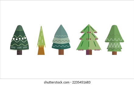 christmas tree flat vecor set