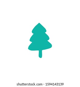 Christmas tree flat vector icon in hand drawn style isolated on a white background.