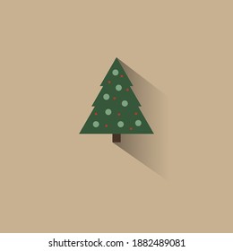 Christmas tree flat vector isolated with shadow