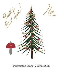 Christmas tree with fly agarics