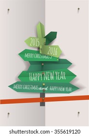 Estilización de papel plegado de árbol de Navidad Ilustración vectorial.