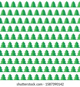 Christmas tree forest flat geometric rows of pine trees isolated on white background winter holiday seasonal seamless pattern