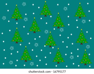 Christmas tree forest on green background vector