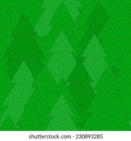 Christmas tree forest seamless pattern