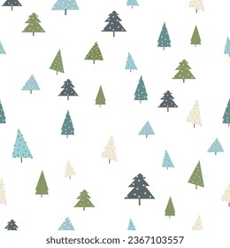 Christmas tree forest seamless pattern