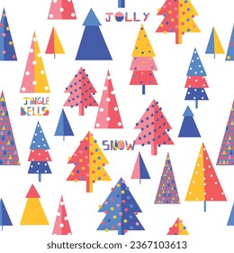 Christmas tree forest seamless pattern