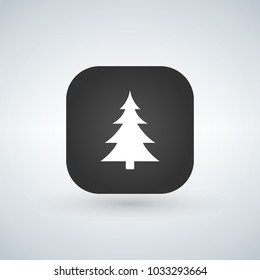 Christmas tree or forest sign icon over the application button. Vector