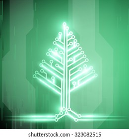 Christmas tree in the form of an electrical circuit. Stock vector image.