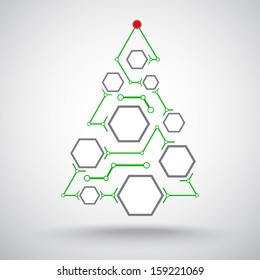 Christmas tree in the form of interconnected hexagonal cells