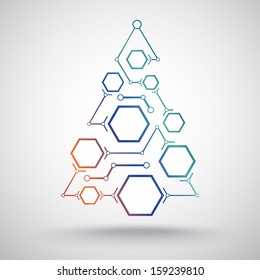 Christmas tree in the form of interconnected hexagonal cells