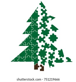 Christmas tree in the form of puzzles