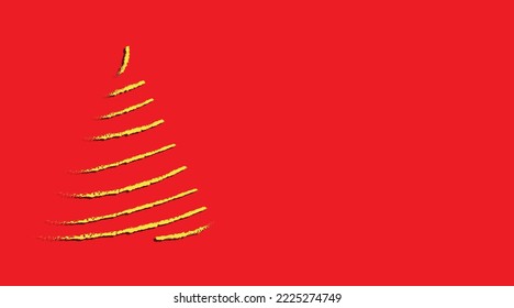 christmas tree formed by lines like garlands on a red background