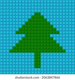 Árbol de Navidad formado a partir de bloques de construcción de plástico.