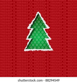 Christmas tree formed from torn paper. Vector Illustration