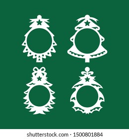 Christmas Tree Frame. Christmas Monogram Frame Vector Design