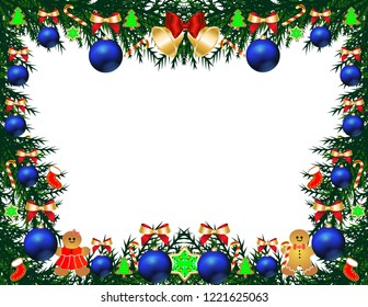 Christmas tree frame with toys