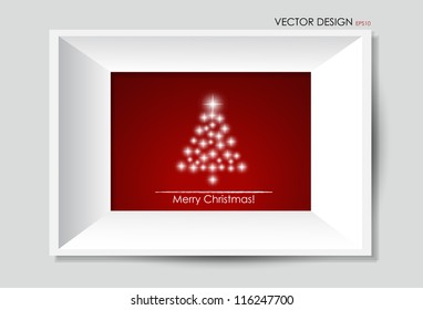 Christmas tree and frame, vector illustration.