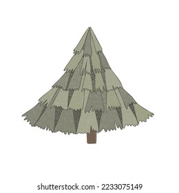 Christmas tree, free hand drawn vector illustrations.
